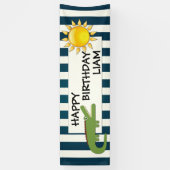Alligator Blue und White Nautical Birthday Banner (Vertikal)