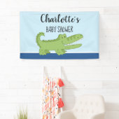 Alligator Boy Baby Shower Green Blue Signage Banner (Insitu)