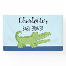 Alligator Boy Baby Shower Green Blue Signage