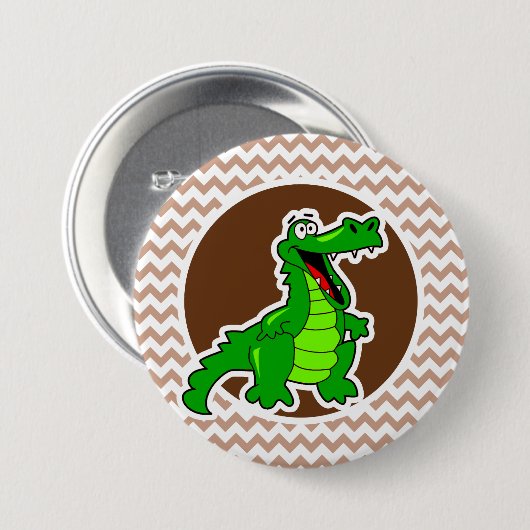 Alligator; braun Zickzack Button (Vorne & Hinten)