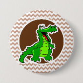Alligator; braun Zickzack Button (Vorderseite)
