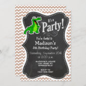 Alligator; braun Zickzack Einladung (Vorne/Hinten)