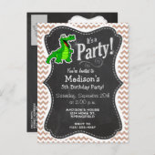 Alligator; braun Zickzack Einladungspostkarte (Vorne/Hinten)