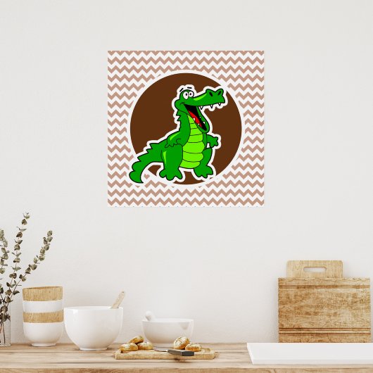 Alligator; braun Zickzack Poster (Küche)