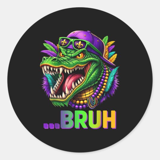 Alligator Bruh Mardi Gras Costume Men Women Kids  Runder Aufkleber (Vorderseite)