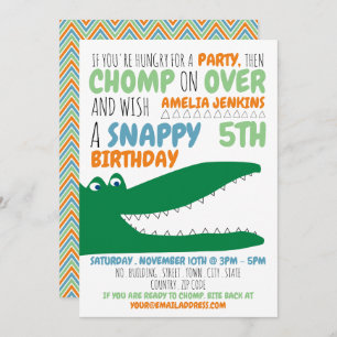 Alligator Chomp, Einladung zur Zickzack Geburtstag