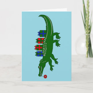 Alligator Christmas Card Feiertagskarte