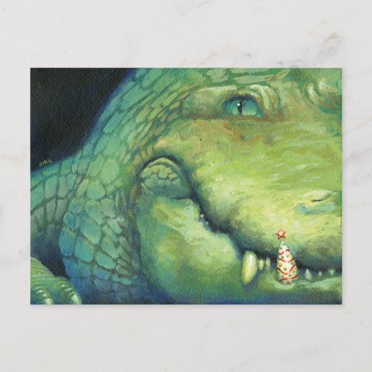 Alligator Christmas Card Feiertagspostkarte (Vorderseite)