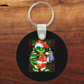 Alligator Christmas Lights Santa Costume Ugly Xmas Schlüsselanhänger (Vorderseite)