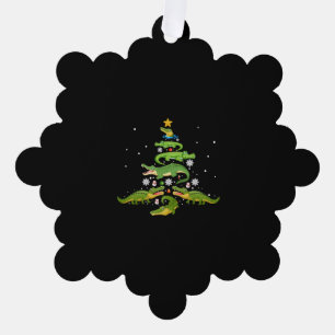 Alligator Christmas Tree Cute Xmas Lover Lights Ornament Karte