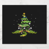 Alligator Christmas Tree Cute Xmas Lover Lights Schaumweinetikett (Einzelnes Label)