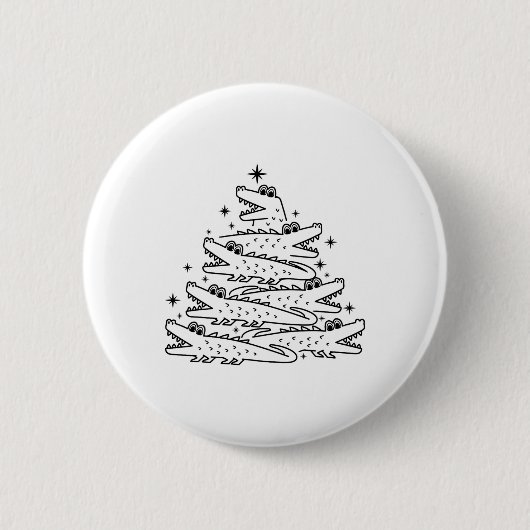 Alligator Christmas Tree Swea Button (Vorderseite)