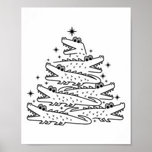 Alligator Christmas Tree Swea Poster