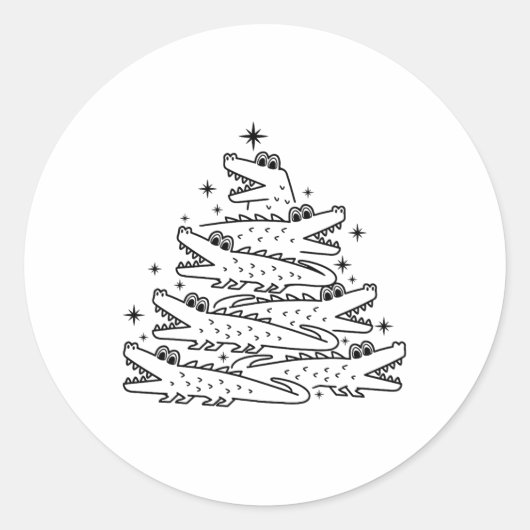 Alligator Christmas Tree Swea Runder Aufkleber (Vorderseite)