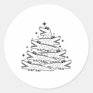 Alligator Christmas Tree Swea Runder Aufkleber