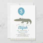 Alligator Crocodile Balloon Kind's Birthday Einladung (Vorderseite)