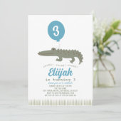 Alligator Crocodile Balloon Kind's Birthday Einladung (Stehend Vorderseite)