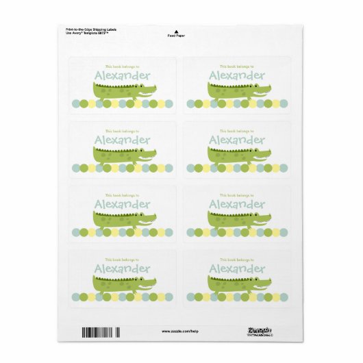 Alligator Crocodile Buchzeichen Label - Buchungspl (Vorne)