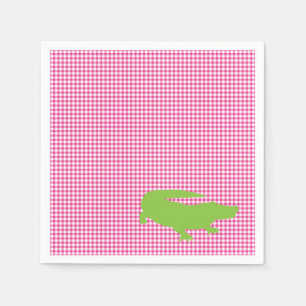 Alligator Crocodile Pink Green Preppy Fun Serviette