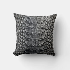Alligator Crocodile Skin Imitate Black Leather Kissen