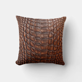 Alligator Crocodile Skin Imitate Brown Leather Kissen