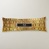 Alligator Crocodile Skin Shiny Gold Personalisiert Seitenschläferkissen (Rückseite)