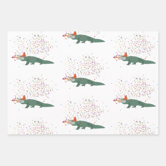 Alligator Crocodile - Tiere mit Party Geschenkpapier Set (Vorderseite 3)