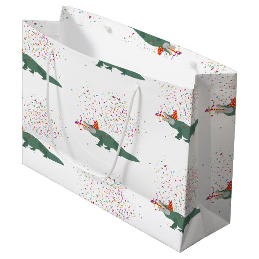 Alligator Crocodile - Tiere mit Party Große Geschenktüte (Vorderseite Schrägansicht)