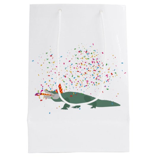 Alligator Crocodile - Tiere mit Party Mittlere Geschenktüte (Rückseite)