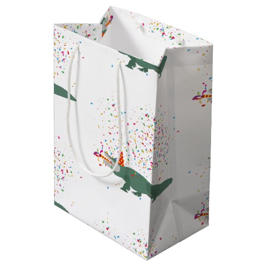 Alligator Crocodile - Tiere mit Party Mittlere Geschenktüte (Rückseite Schrägansicht)