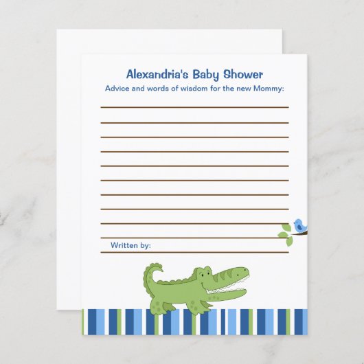 Alligator Custom Flyer Baby Shower Advisor Cards (Vorne/Hinten)