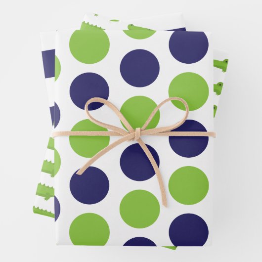 Alligator Dots Rugby Stripes Geschenkblätter Geschenkpapier Set (Beispiel)