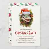 Alligator eine Weihnachtsmannmütze Poinsettias Wei Einladung (Vorne/Hinten)