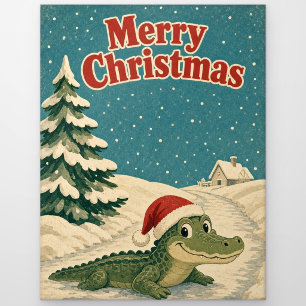 Alligator Eislane Tier Weihnachten Postkarte