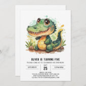 Alligator Enchanted Crocodile Geburtstag Einladung (Vorne/Hinten)