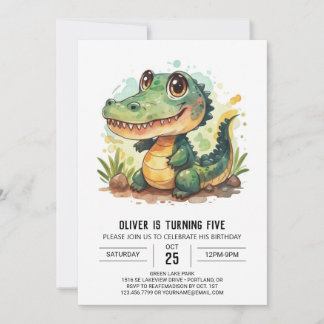 Alligator Enchanted Crocodile Geburtstag Einladung