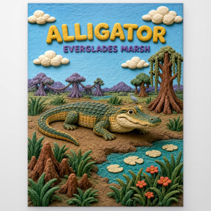 Alligator Everglades Sumpf Modern KlayKoo Postkarte