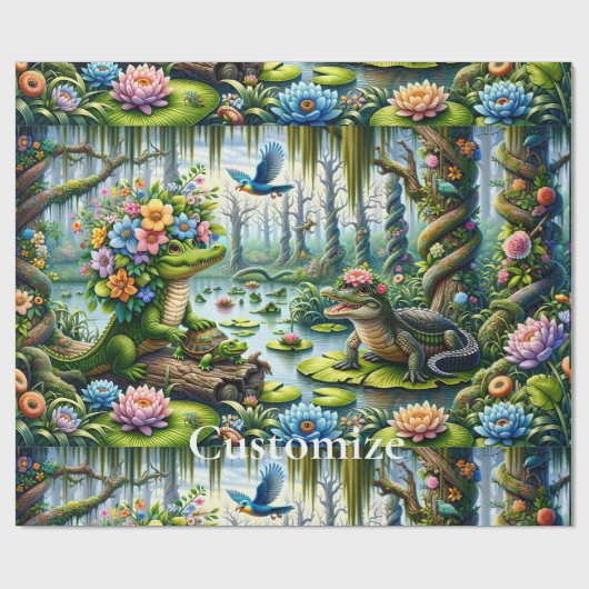 Alligator Fantasy Sumamp Thunder_Cove Geschenkpapier (Flach)