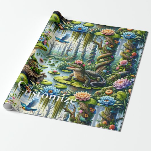 Alligator Fantasy Sumamp Thunder_Cove Geschenkpapier (Ungerollt)
