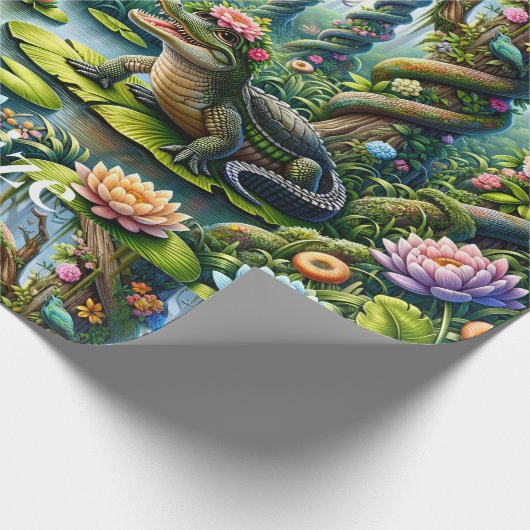 Alligator Fantasy Sumamp Thunder_Cove Geschenkpapier (Ecke)