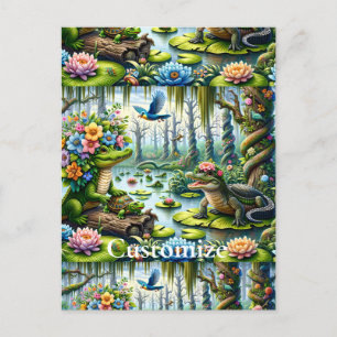 Alligator Fantasy Sumamp Thunder_Cove Postkarte