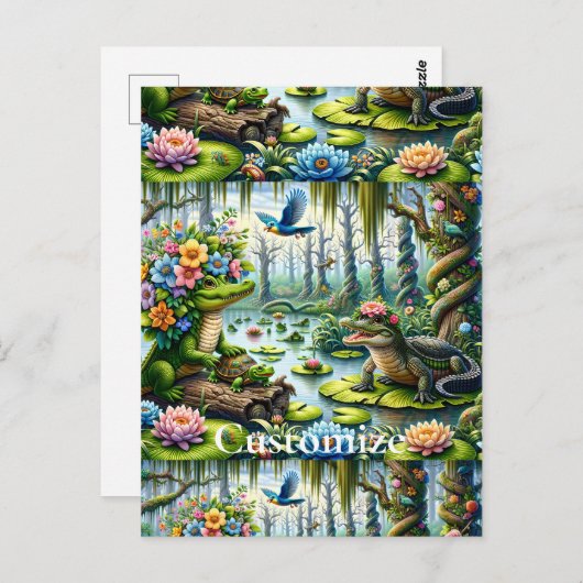 Alligator Fantasy Sumamp Thunder_Cove Postkarte (Vorne/Hinten)