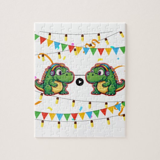 Alligator Festive Colorful Music Baby Dusche Puzzle (Vertikal)