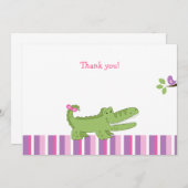Alligator Flat Vielen Dank - Rosa/Grün Mitteilungskarte (Vorne/Hinten)