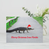 Alligator Frohe Weihnachten aus Florida lustig Karte (Stehend Vorderseite)