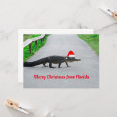 Alligator Frohe Weihnachten aus Florida lustig Karte (Vorderseite/Rückseite Beispiel)