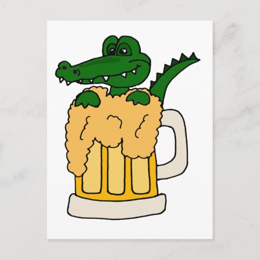 Alligator für die Bier-Tasse Postkarte (Vorderseite)