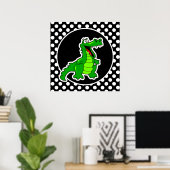 Alligator für schwarze und weiße Polka-Punkte Poster (Heimbüro)