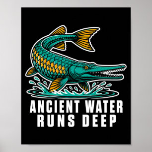 Alligator-Gar-Angler Vintage-Distressed Süßwasser Poster