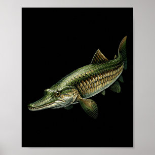 Alligator Gar Fisch T-Shirt Vintage Fishing Grafik Poster